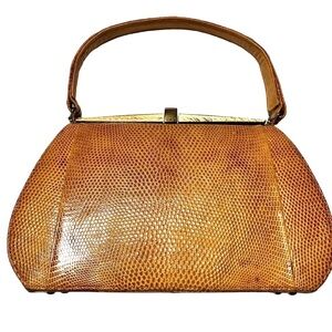 Elegant Vintage Tan Bellestone Frame Handbag